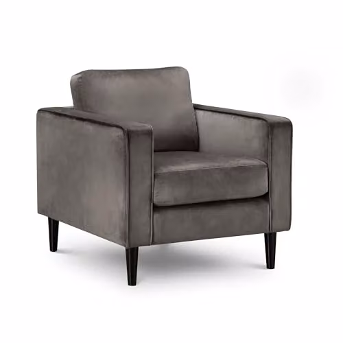 Julian Bowen Hayward Grey Velvet Armchair with Oak Legs