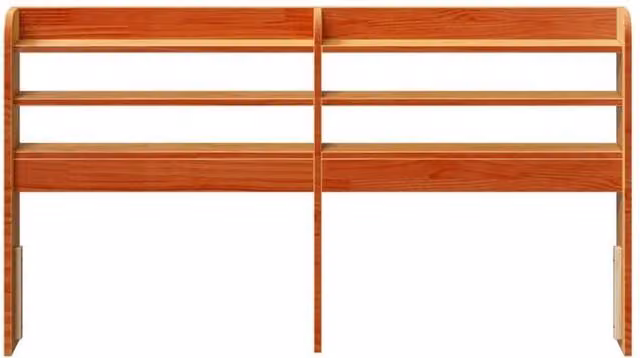 Berkfield Home Wax Brown Solid Pine Headboard with Integrated Shelves, W: 150 cm, H: 82 cm, D: 16 cm