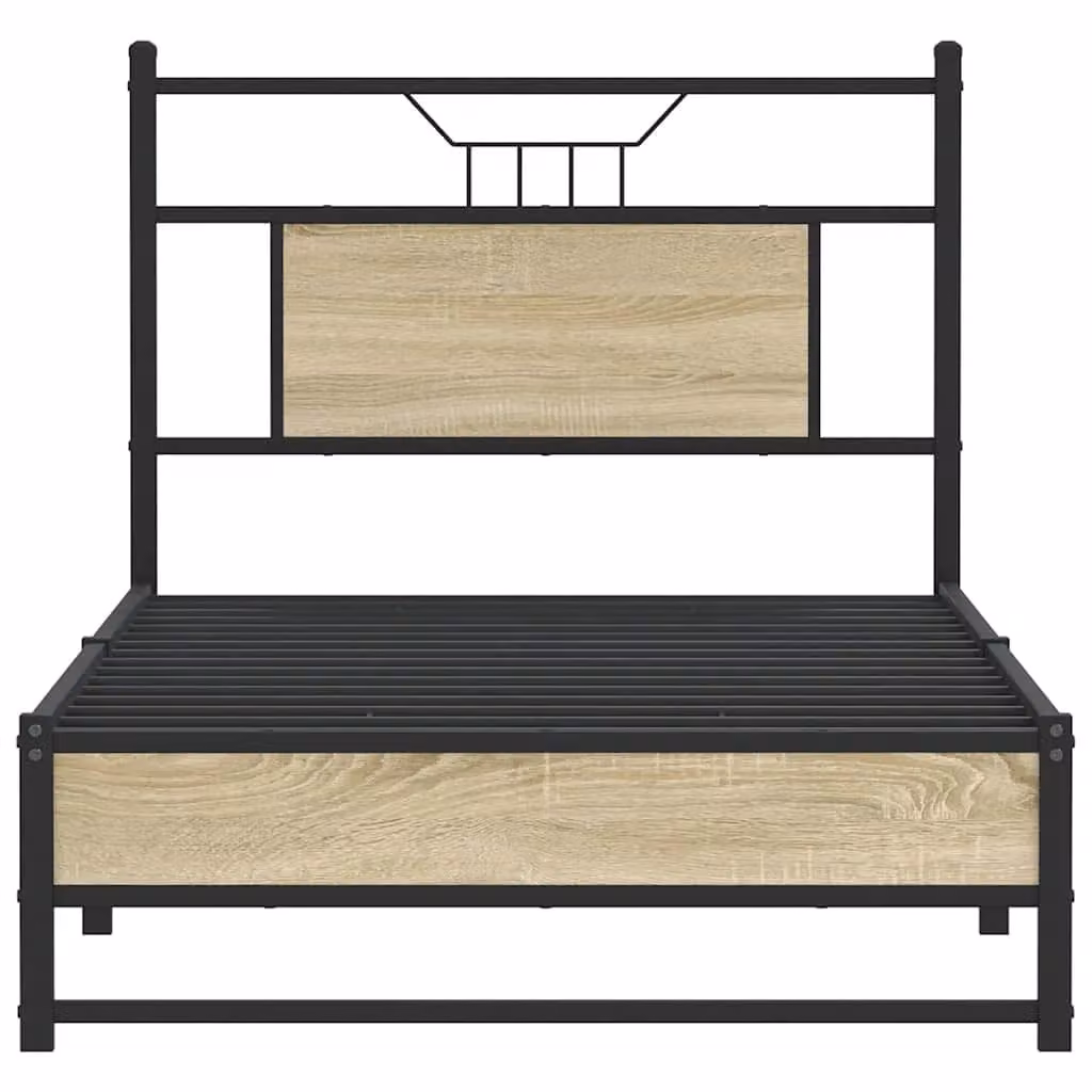 Berkfield Home Sonoma Oak Bed Frame in Brown, W/D/H: 90 x 200 cm – 3