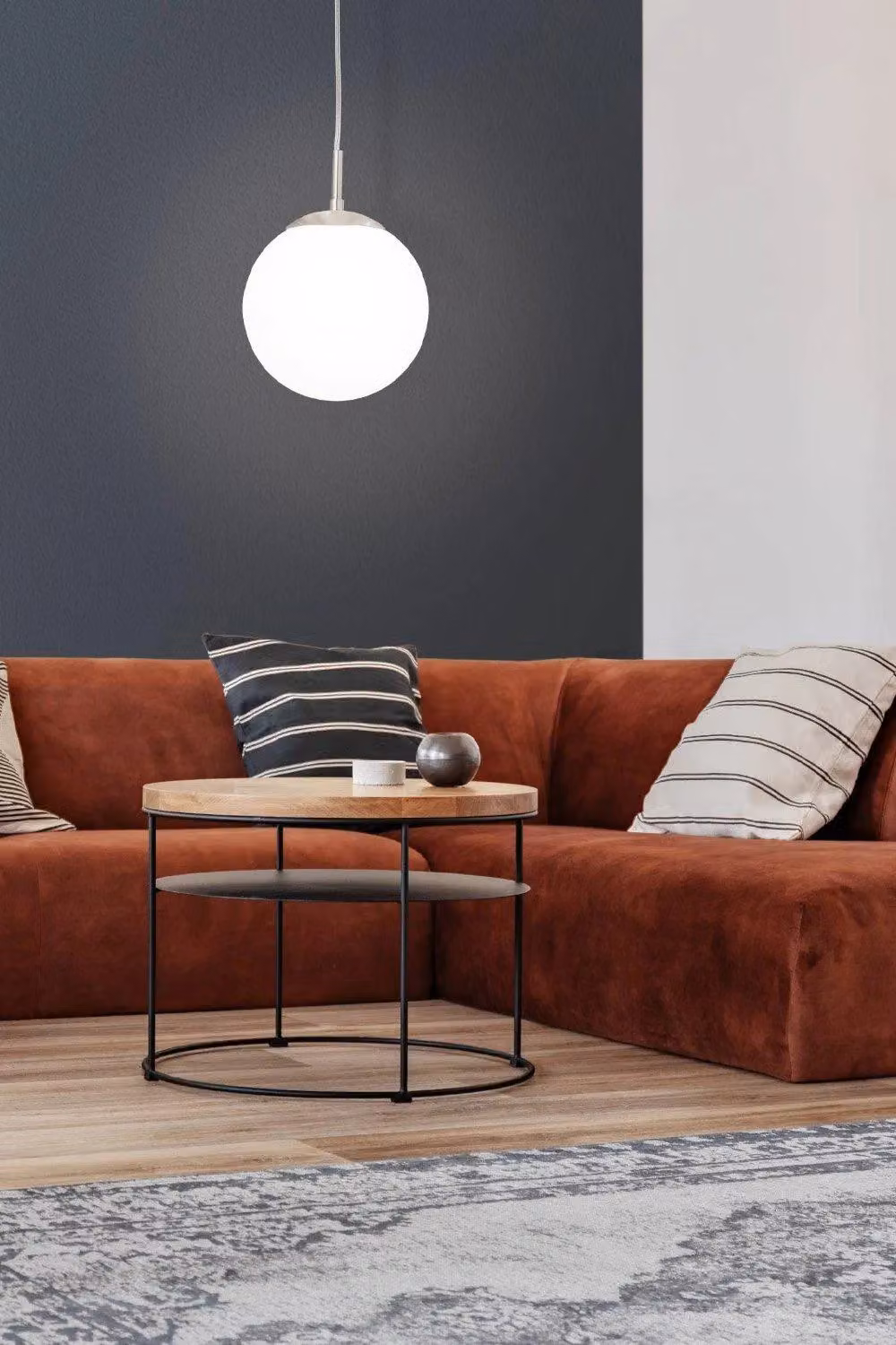 Eglo Rondo White Glass and Metal Suspended Sphere Pendant Light – 2