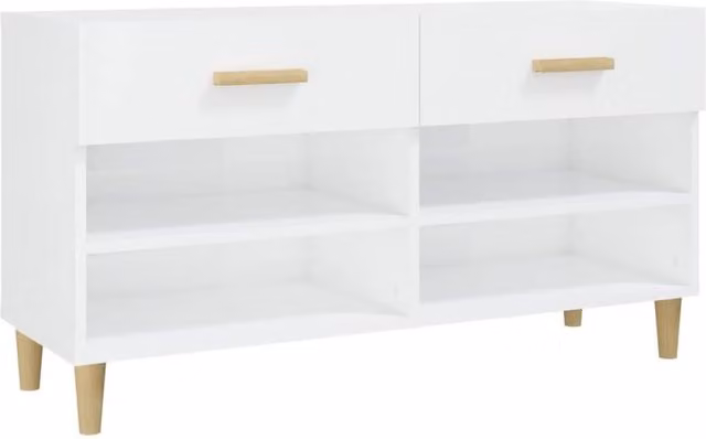 Berkfield Home High Gloss White Shoe Cabinet W/D/H: 102 x 35 x 55 cm – 1