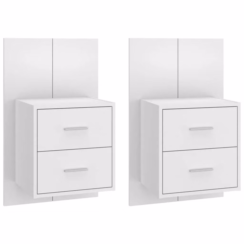 Berkfield Home Wall-mounted Bedside Cabinets, 2 Piece Set, White – 2