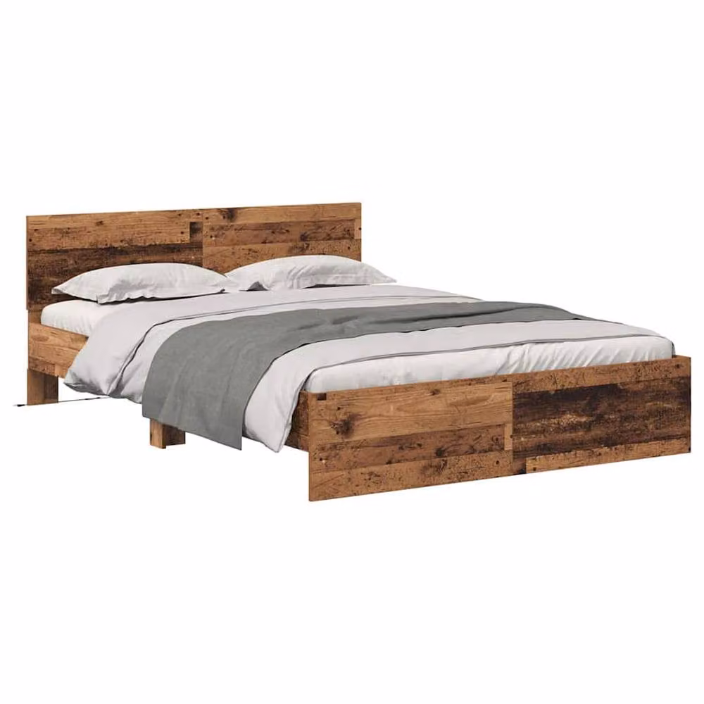 Berkfield Home Modern Bed Frame with Headboard in Brown Engineered Wood, W/D/H: 120 x 200 cm – 3