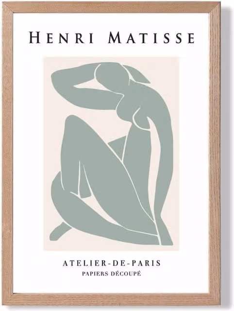 ARTZE Matisse Nude Green and Cream Abstract Framed Print with Oak Frame – 1