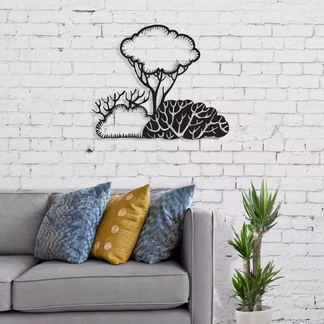 Decortie Black Floral Metal Wall Art Decorative Object
