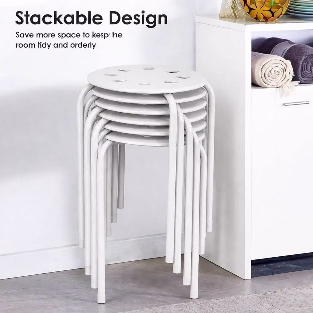 EONLION White Plastic and Metal Stackable Round Stool for Home, Office or Kitchen, Diameter: 100 cm – 2