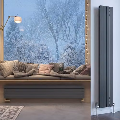 Terma Steel Wall Mounted Radiator in Anthracite Grey, H: 180 cm, W: 29.2 cm