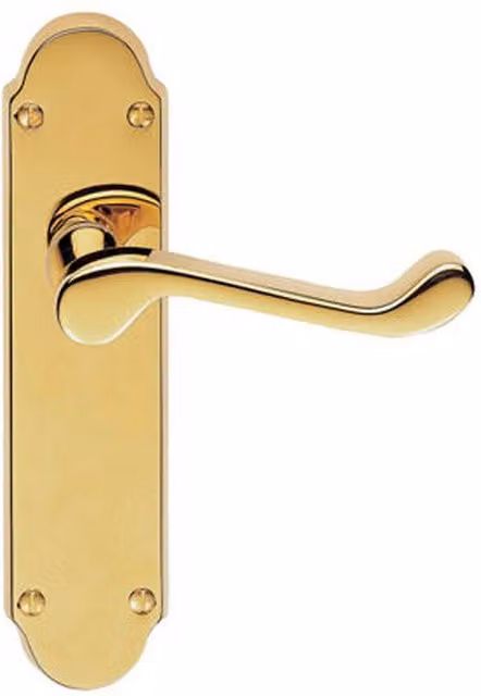 Loops Pair of Victorian Upturned Handles with Latch Backplate in Brass and Stainless Steel, 170 x 42 mm