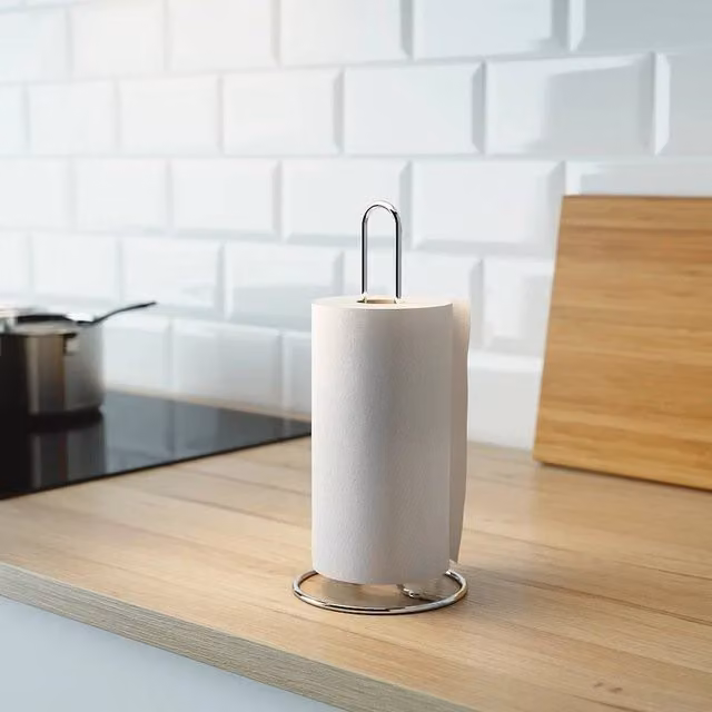 EONLION Free Standing Stainless Steel Kitchen Roll Paper Towel Holder in Silver, Height: 100 cm
