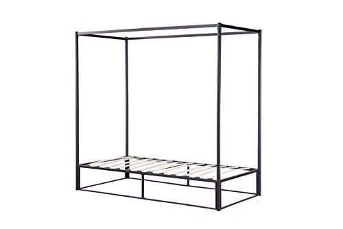 Birlea Farringdon Black Metal Four Poster Canopy Bed Frame W/D/H: 90 x 190 x 186 cm