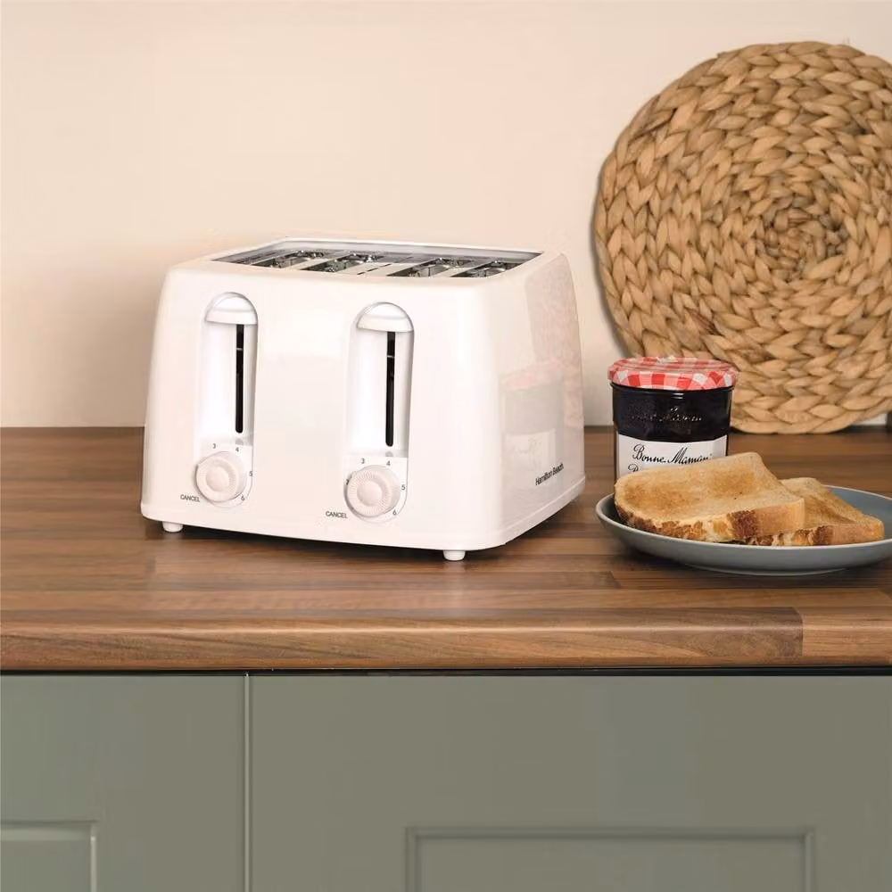 Hamilton Beach Essentials Kitchen Set in White, including 1.7L Kettle, 4-Slice Toaster and 20L Microwave with Stainless Steel Cavity – 1