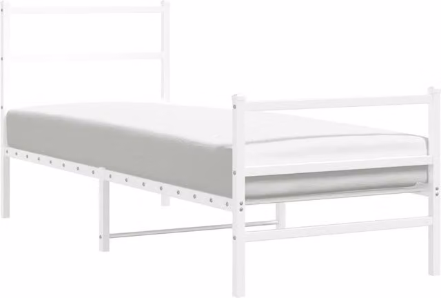 Berkfield Home Metal Bed Frame with Footboard, White, W/D/H: 80 x 200 cm