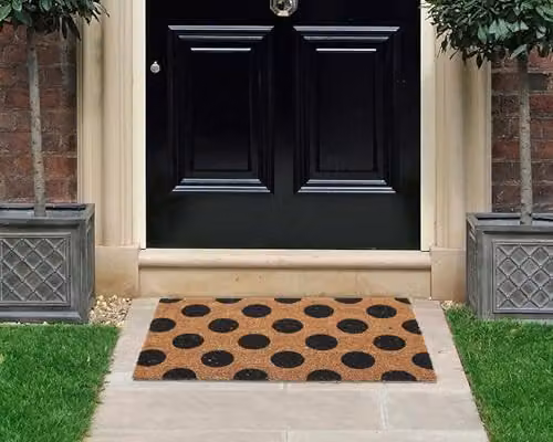 Coco&Coir Polka Beauty Indoor/Outdoor Non-Slip Coir Door Mat, Brown, W: 45 cm, D: 75 cm, H: 1.5 cm