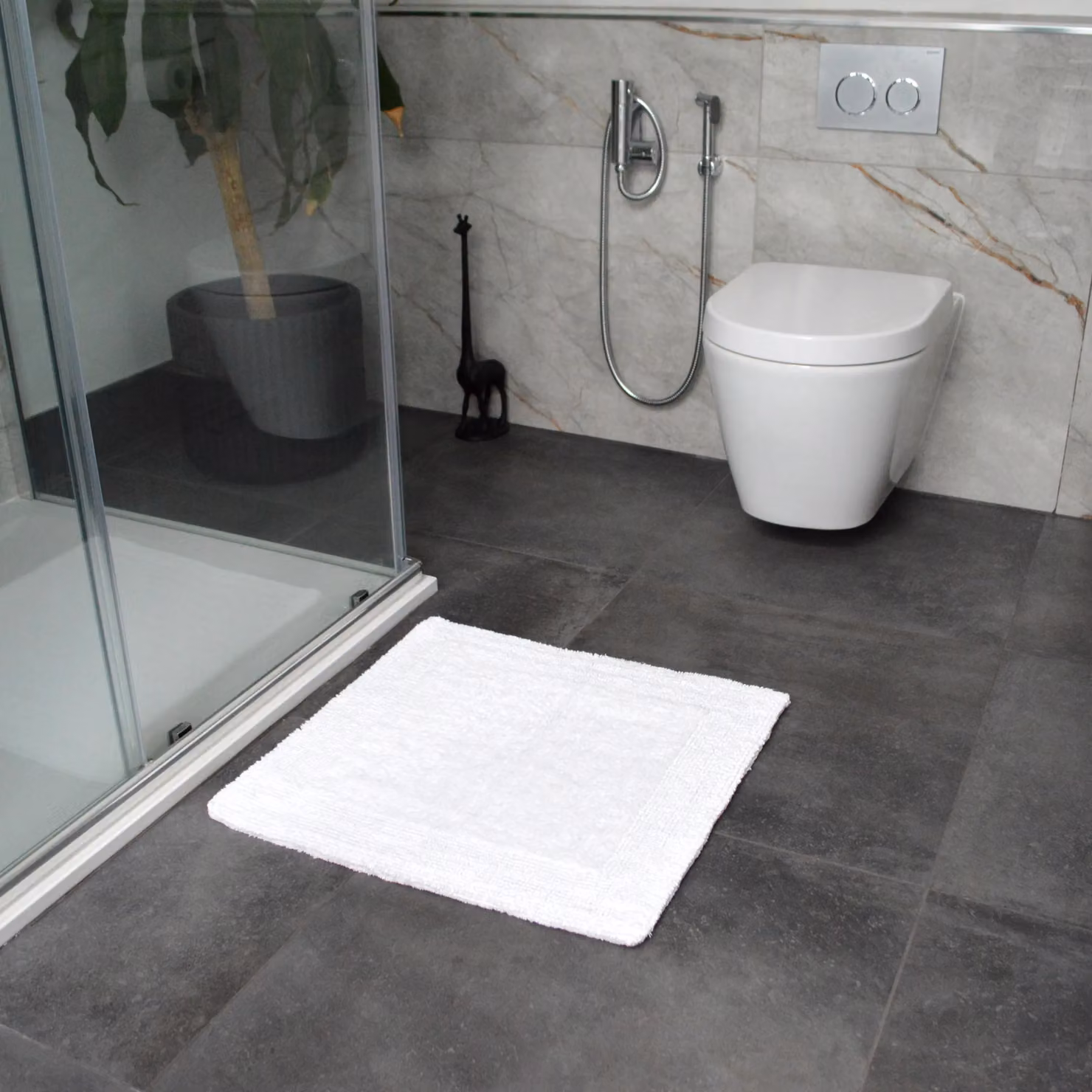 Allure Bath Fashions Reversible Heavyweight Cotton Square Shower Mat, White, W/D/H: 55 x 55 x 1 cm – 2