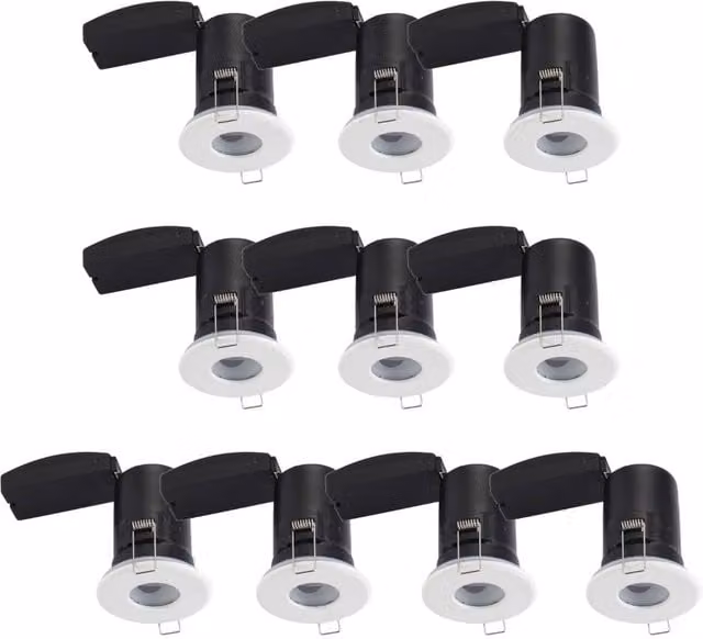 First Choice Lighting Set of 10 White IP65 Dimmable Recessed Bathroom Downlights – 1