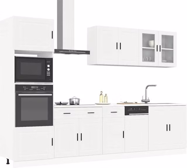 Berkfield Home Kalmar 7 Piece Modern White Kitchen Cabinet Set in Engineered Wood