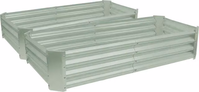 Harbour Housewares Set of 2 Green Galvanised Steel Rectangular Bottomless Raised Garden Beds W/D/H: 180 x 90 x 30 cm – 1