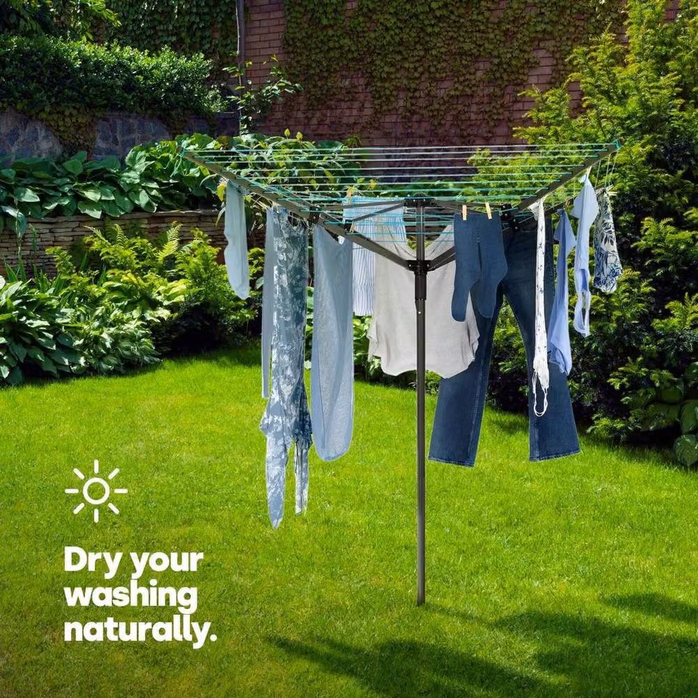 KORVIXA 4 Arm Rotary Outdoor Airer in Grey – 2