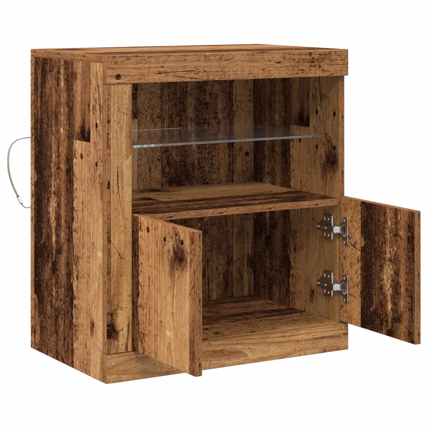 Berkfield Home Rustic Wood Sideboard with Integrated LED Lights, Brown, W/D/H: 60.5 x 37 x 67 cm – 4