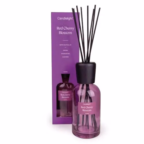 Candlelight Luxury Cherry Blossom Reed Diffuser, 1000ml, Black and Silver Glass – 1