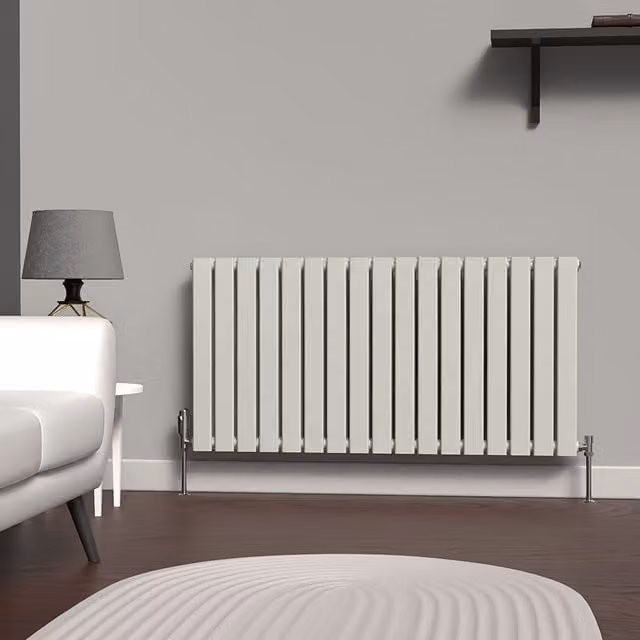 Lux Heat Flat Horizontal Coloured Double Radiator in Dove Grey, W: 119 cm, H: 60 cm