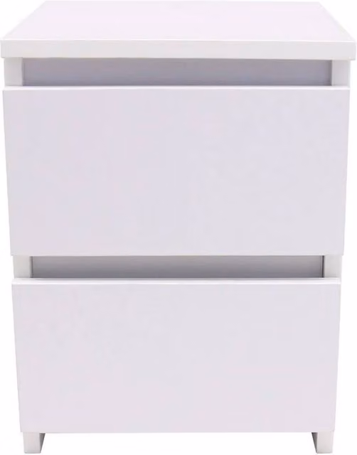 FORGEVIO Modern White 2 Drawer Bedroom Chest of Drawers