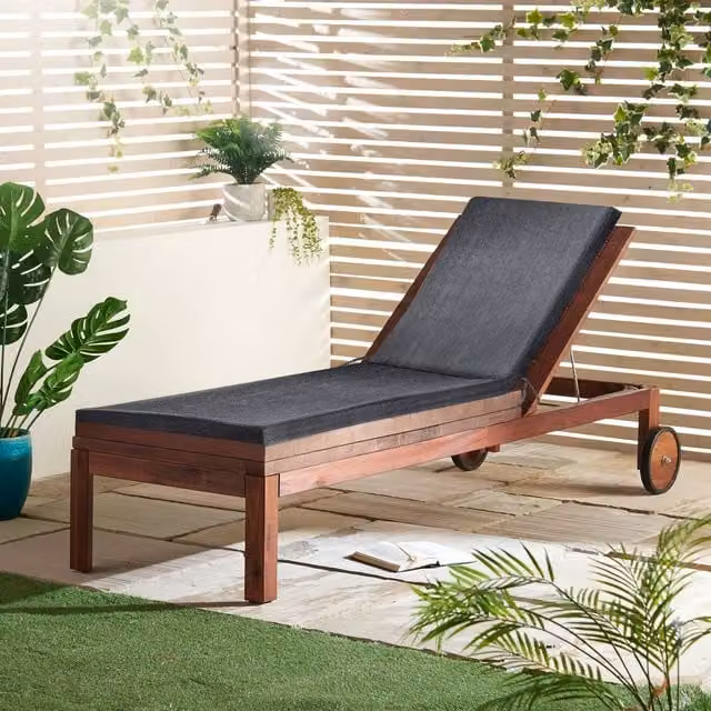Luxury Living Summer Lounge Seat Pad in Grey with Water Repellent Outdoor Fabric