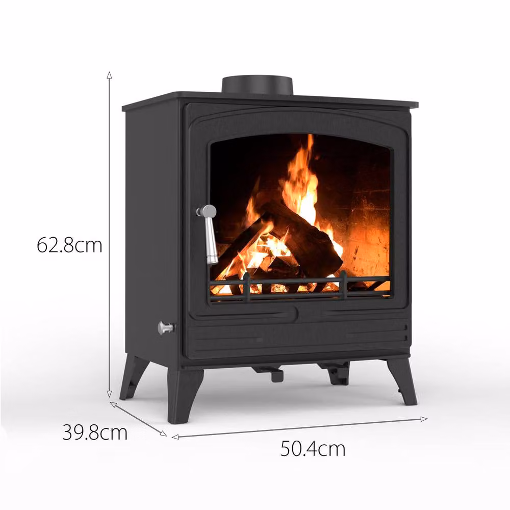 RoyalFire 8.5kW Steel Solid Multifuel Wood Burning Stove with Firewood Starter Kit in Dark Grey – 4