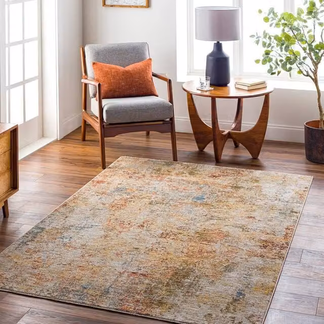 Livabliss Naila Modern Abstract Living Room Rug in Beige, Green and Multicolour with Fringes, W/D/H: 150 x 230 cm