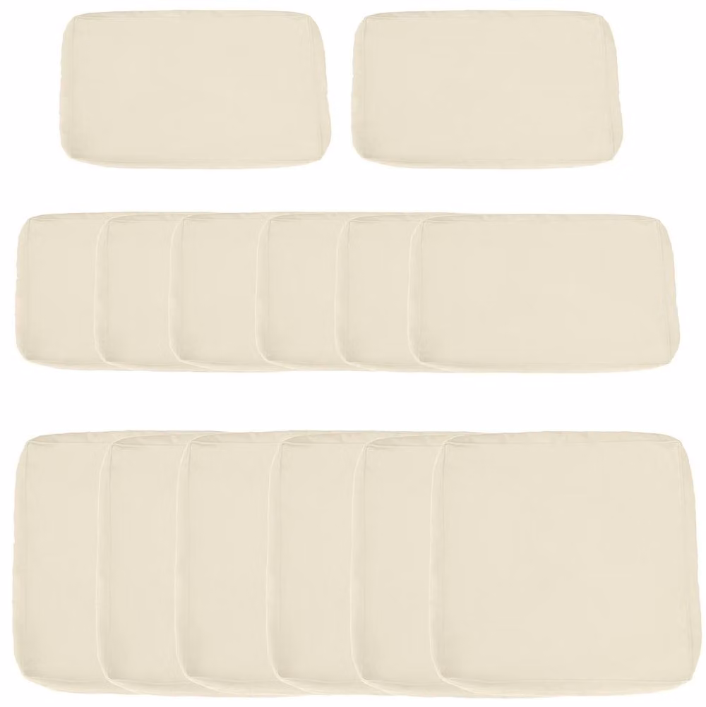 STILVORA 14-Piece Beige Polyester Cushion Cover Set for Garden Sofas
