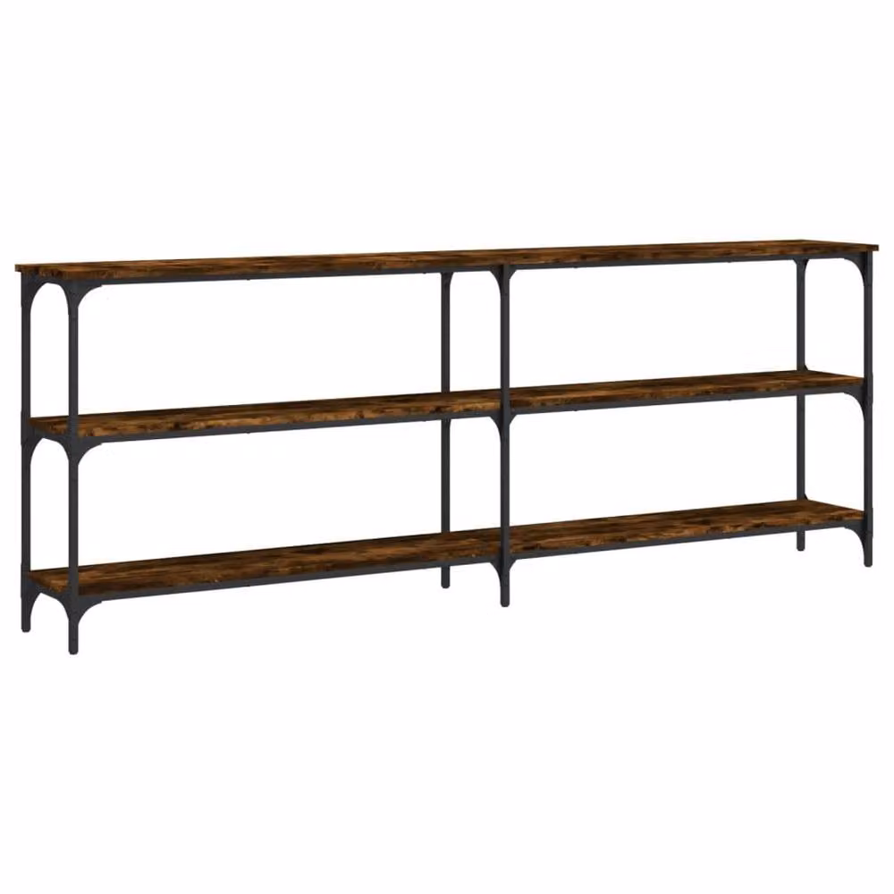 Berkfield Home Decorative Console Table in Smoked Oak Brown, W: 200 cm, D: 29 cm, H: 75 cm – 3