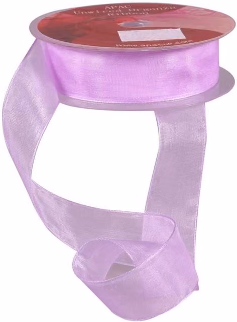 KDMD Lilac Woven Edge Organza Ribbon, 25mm, 3 Pack