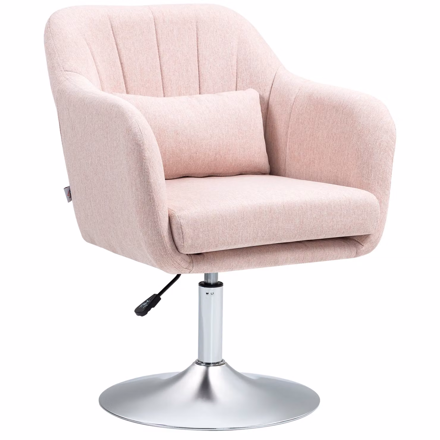 HOMCOM Pink Fabric Swivel Tub Chair with Metal Frame – 2