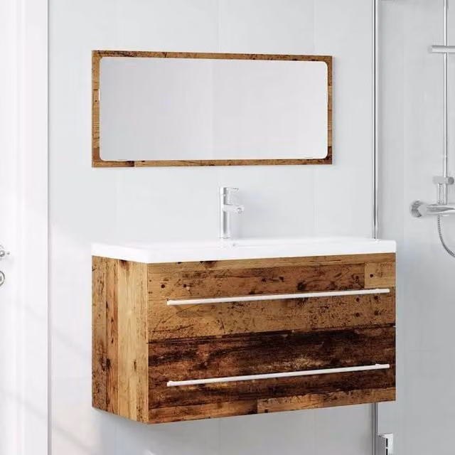 Berkfield Home 2 Piece Bathroom Furniture Set in Old Wood Brown
