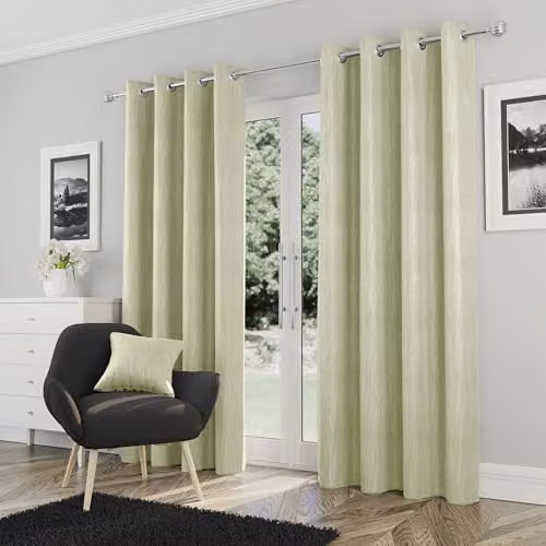 Enhanced Living Green Thermal Blackout Eyelet Curtains with Wave Pattern, W: 168 cm, H: 183 cm – 1