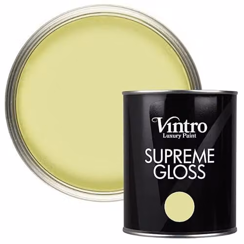 Vintro High Gloss Water Based Paint for Wood and Walls, Citron Yellow/Green, 1 Litre
