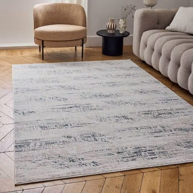 THE RUGS Carmel Abstract Area Rug in Ivory and Blue, W: 200 cm, L: 290 cm – 1
