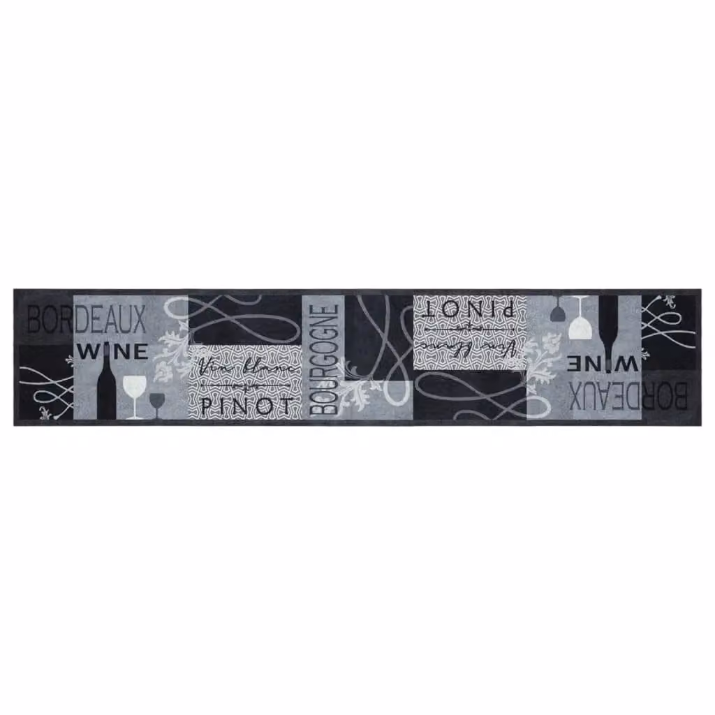 Berkfield Home Washable Abstract Kitchen Rug in Wine Grey, W: 60 cm, L: 300 cm – 2