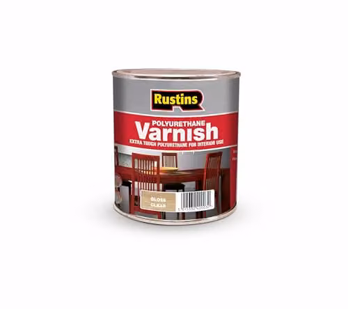 Rustins Quick Dry Polyurethane Varnish Gloss Clear 500ml - Water-Based, Scratch-Resistant and Non-Yellowing Wood Finish