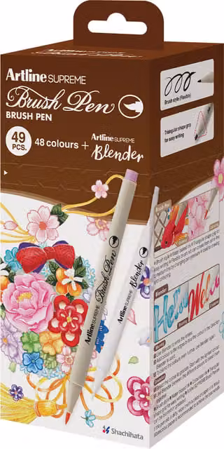Artline Supreme Brush Pens, Multicolour, 49 Pack