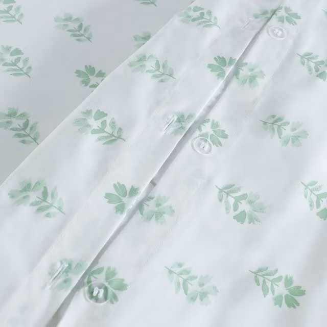 Martex Studio Edition Sage Botanical Floral Duvet Cover Set in Green and White, 200 x 200 cm