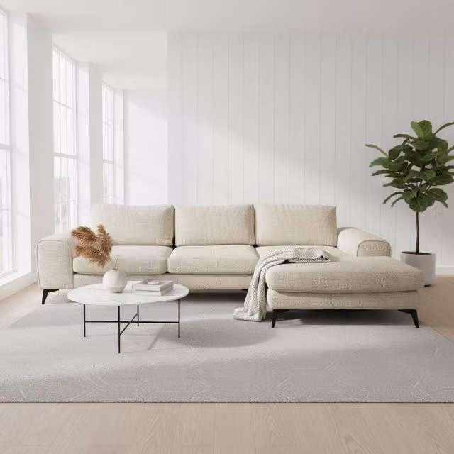 Abakus Direct Venice L-Shaped Corner Sofa in Beige, Right Hand Facing
