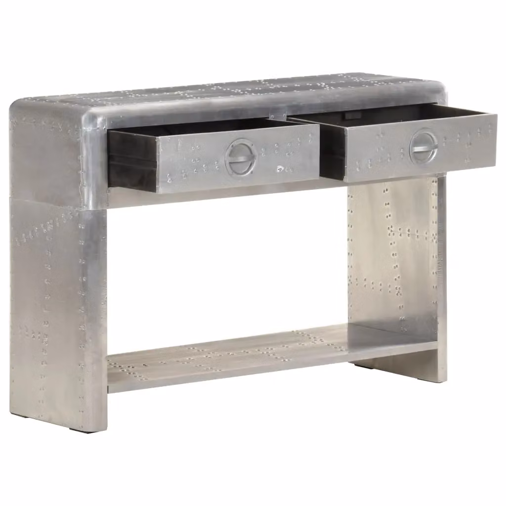 Berkfield Home Aviator Industrial Metal Sideboard in Silver, W/D/H: 110 x 35 x 75 cm – 2