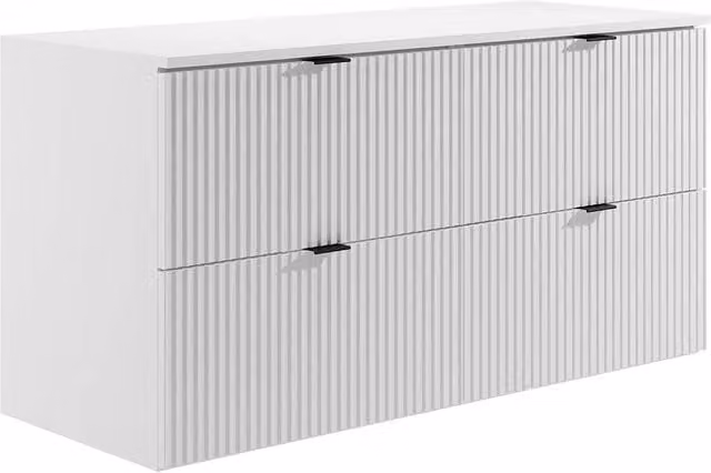 Vente-unique Striped Suspended Vanity Unit with Shelf in Matt White, W: 120 cm, D: 47 cm, H: 60 cm