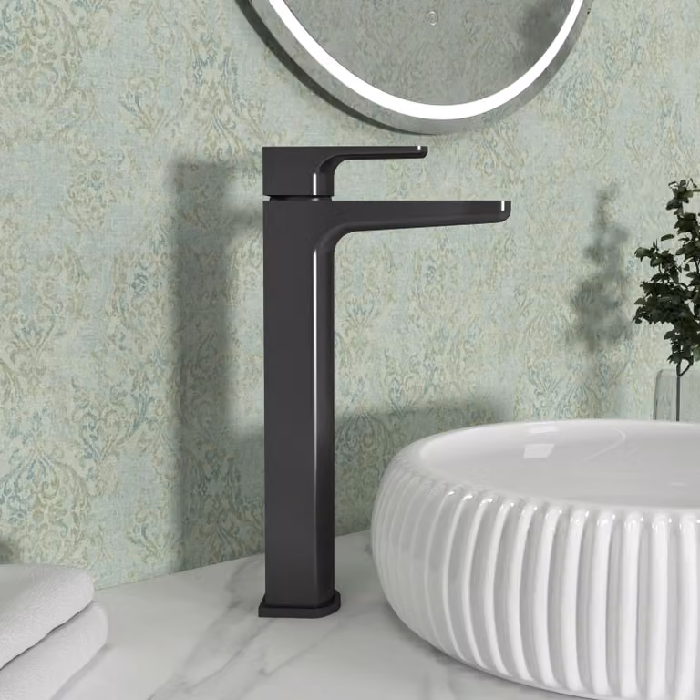 Royal Bathrooms Muro High Rise Mono Basin Mixer Tap in Matt Black