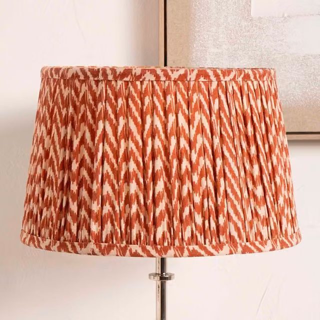 Ruma Red Chevron Tapered Pleat Fabric Lampshade for Table Lamps, Diameter: 40.64 cm