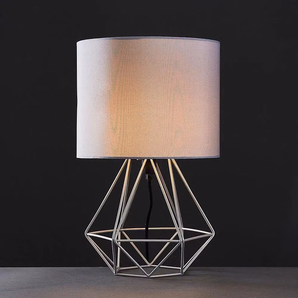 ValueLights Angus Geometric Pair of Grey Table Lamps – 2