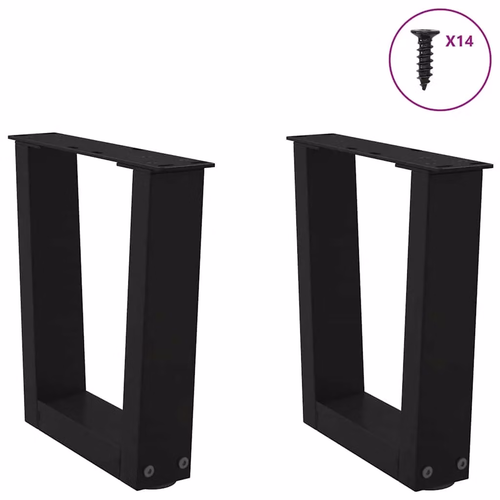 Berkfield Home V-Shape Dining Table Legs, 2 Piece Set, Black Matt Steel, W: 30 cm – 2