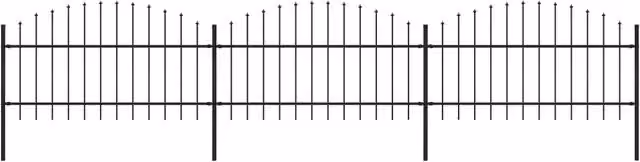Berkfield Steel Spear Top Garden Fence, Black, W/H: 5.1 x 1.25 m