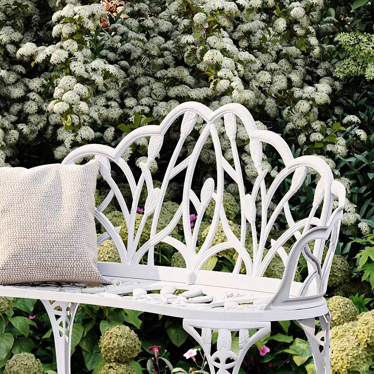 Charles Bentley White Tulip 2-Seater Cast Aluminium Garden Bench – 2